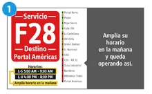 Se amplía horarios del servicios  F28 L-S 5:00 am-9:00 am