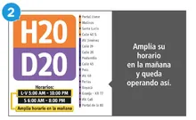 Se amplía horarios en la mañana del servicios H20  D20 L-S 5:00 am-10:00 am