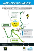 Por el tiempo de la obra siete rutas zonales (C201, 736, 41, T11, 624 y 742) recortan su trazado y se suspende la ruta alimentadora 6-4 Paraíso.  Como medida de mitigación TransMilenio pone en funcionamiento rutas circulares 