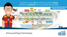 En el portal  Suba Servicio H17 cambia  su parada a la plataforma 2, de igual  manera F19 cambia su parada de la plataforma 2 a la 1