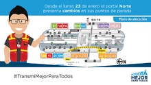 Imagen donde se explica la nueva parada del  servicio H27 en las plataforma 2 en el portal norte