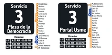 Horarios del servicio 3