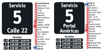 Horarios servicio 5