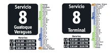 Horarios servicio 8