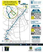 Mapa del  ajuste recorrido del a ruta 738