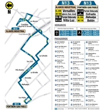 Mapa de la ruta N13