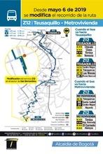 Mapa de la ruta Z12 con la novedad en su cabecera