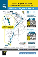 Mapa de la ruta 121 con la novedad en su cabecera