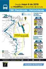 Mapa de la ruta 166 con la novedad en su cabecera