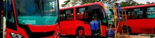 Buses nuevos alistandose para llegar a Bogotá