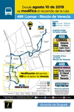 Mapa de la ruta urbana 488 Novedad operacional