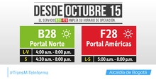 Nuevo horario de servicios torncales B28-F28