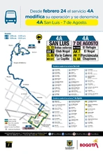 Cambios operacionales de la ruta 4A