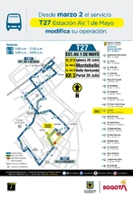 Mapa de la ruta T27 con ajuste operacional