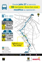 Recorrido de la ruta 99 con novedad operacional