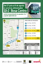 Mapa de  la ruta 10-2 con novedad de sus paraderos