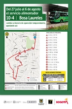 Mapa de  la ruta 10-4 hora valle con novedad  en su recorrido