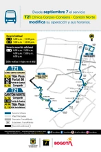 Cambio operacional de la ruta zonal T21