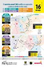 Ruta zonal 148 se dividirá en dos nuevos servicios