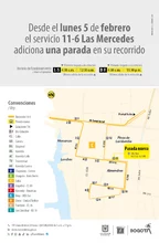 Cambio de recorrido en la ruta 11-6 Las Mercedes