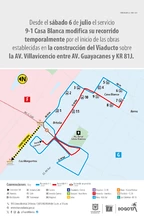 Servicios alimentadores 9-1, 9-2 y 9-5 del Portal Américas tendrán desvíos