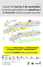 Servicio alimentadores del Portal 80 cambian su punto de parada